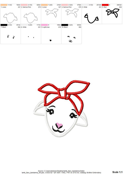 Little Lamb with Bandanna Applique