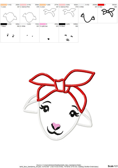 Little Lamb with Bandanna Applique