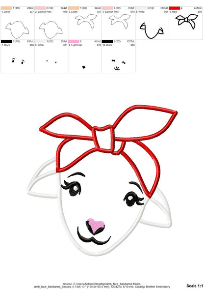 Little Lamb with Bandanna Applique