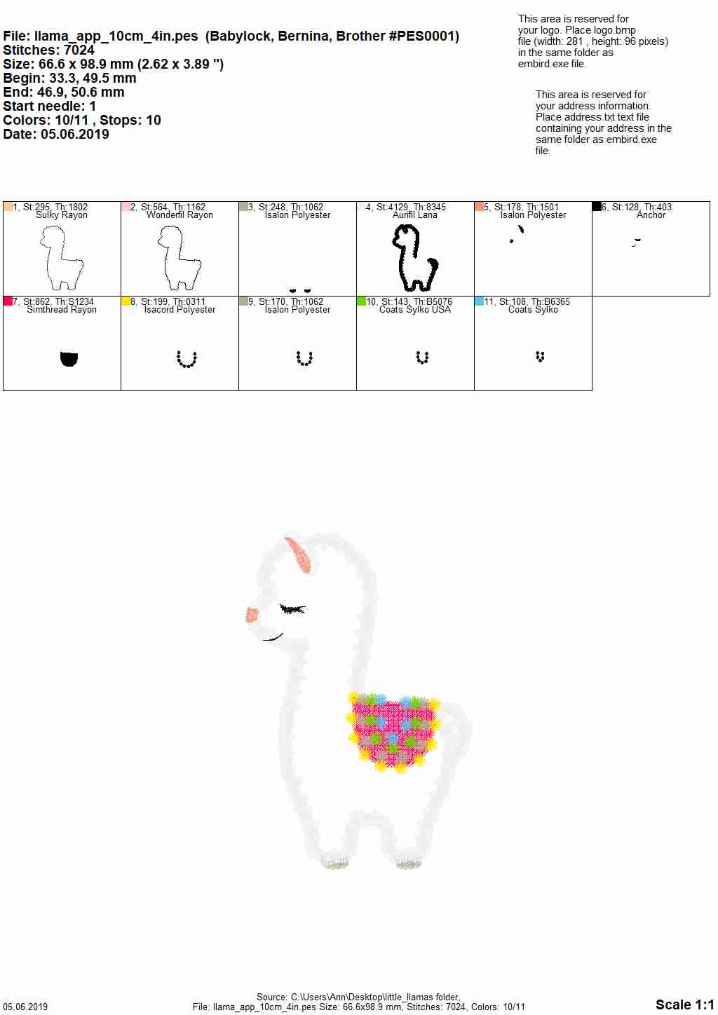 Little Llama Applique