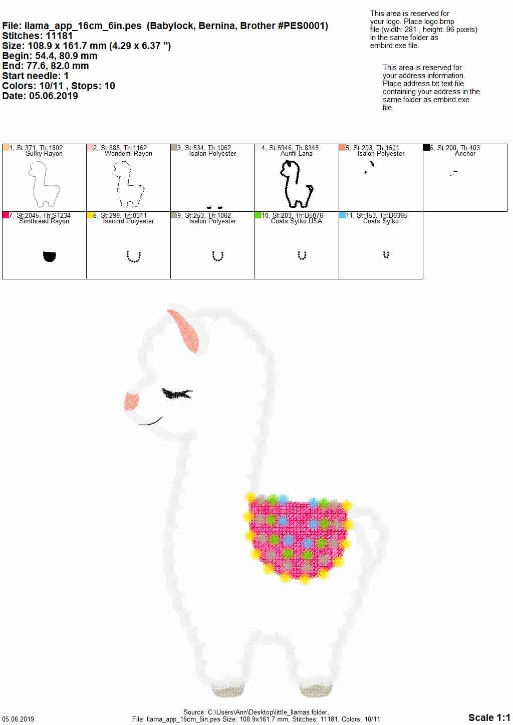 Little Llama Applique