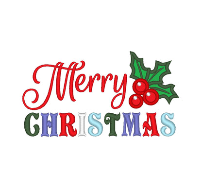 Merry Christmas Saying Holly Flower