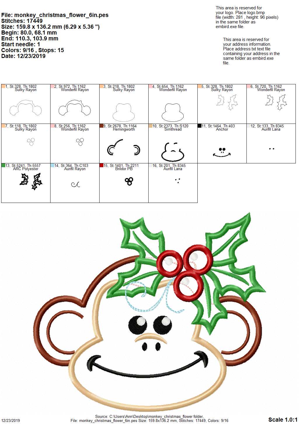 Christmas Monkey Holly Flower