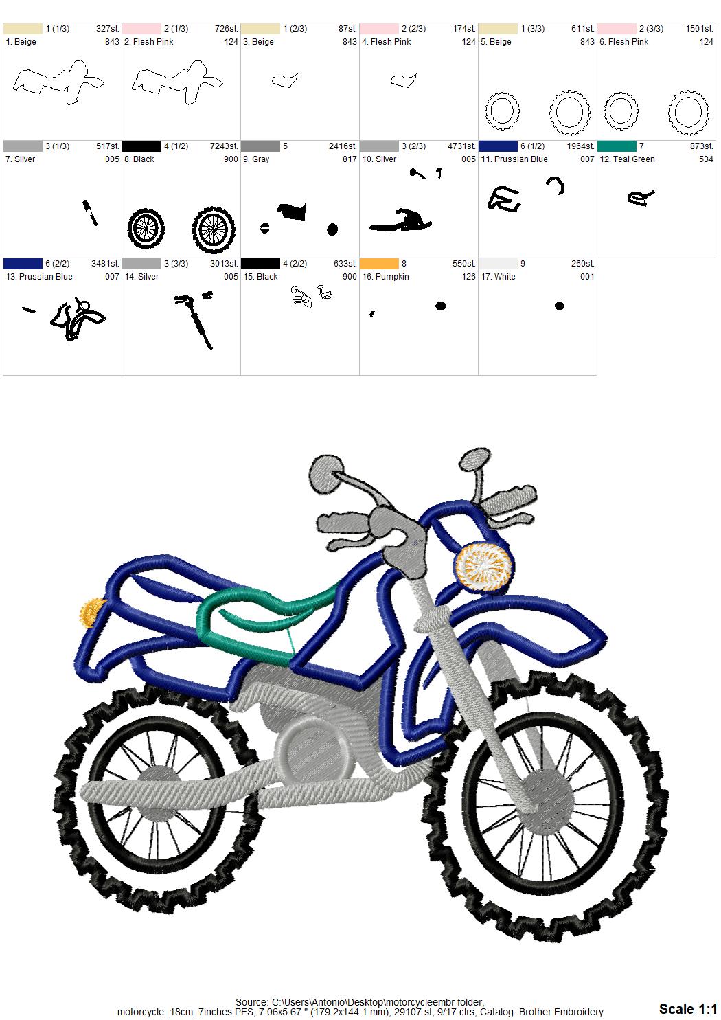 Motorcycle Applique machine embroidery – Appliqué machine embroidery design by Artapli