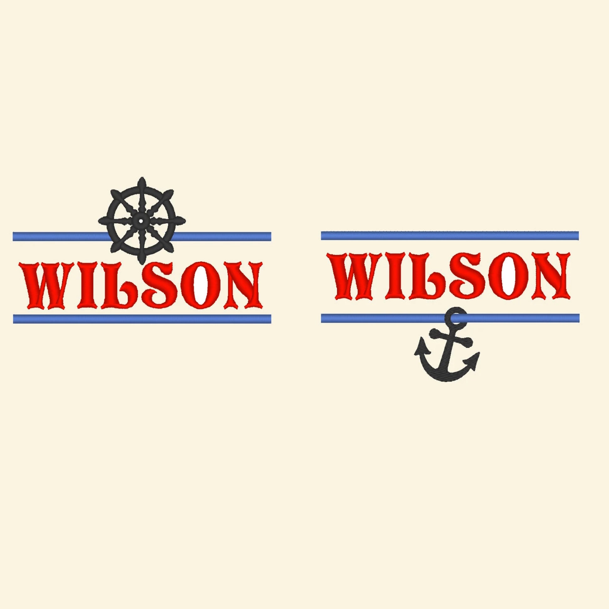 Nautical Ship wheel and anchor 2 types split and – Embroidery Font 3" 4" 5" 0.5" 0.7" 0.8" | BX PES DST JEF | Artapli