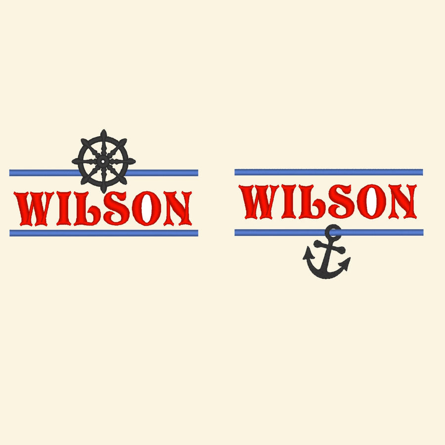 Nautical Ship wheel and anchor 2 types split and – Embroidery Font 3" 4" 5" 0.5" 0.7" 0.8" | BX PES DST JEF | Artapli