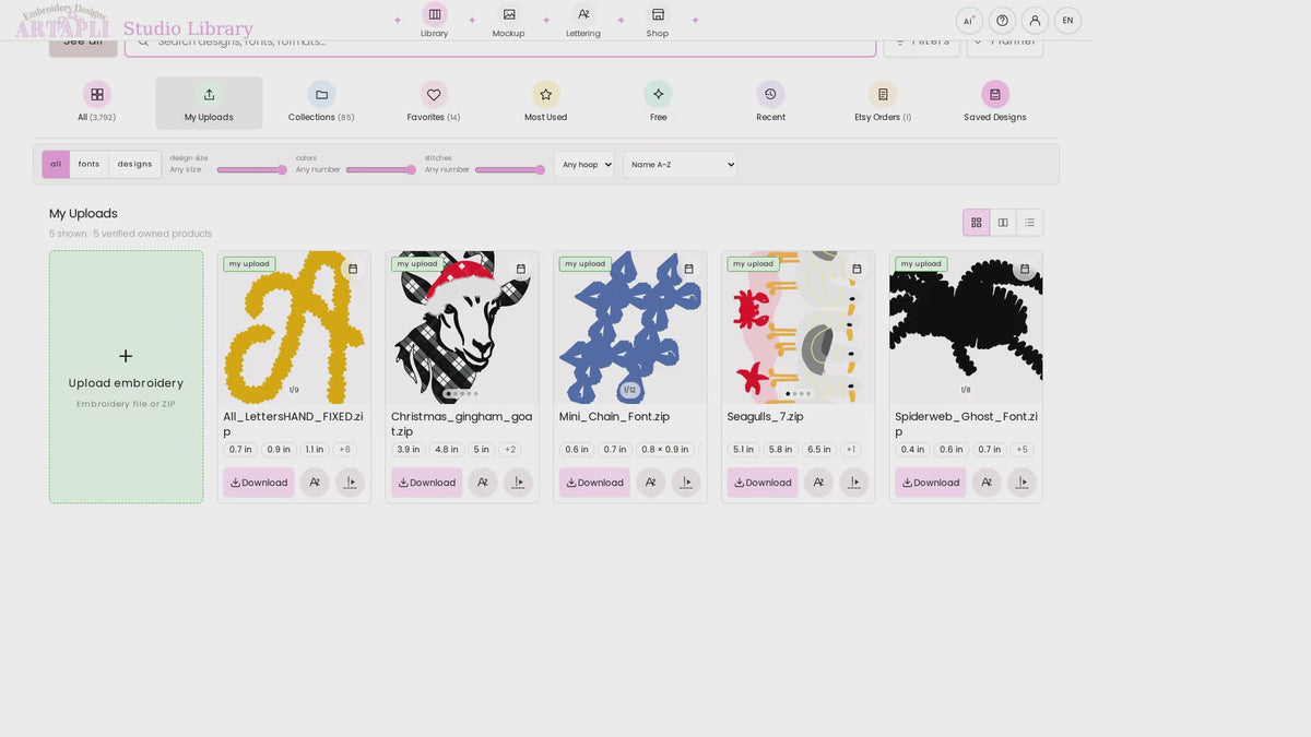 Video: your own embroidery files in every Artapli Studio tool.