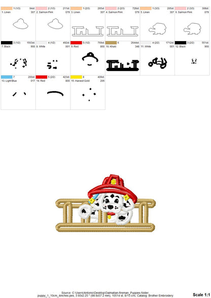 Dalmatian Fireman Puppy Set of 4