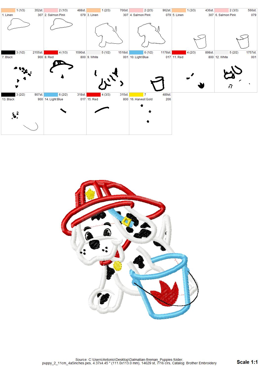 Dalmatian Fireman Puppy Set of 4