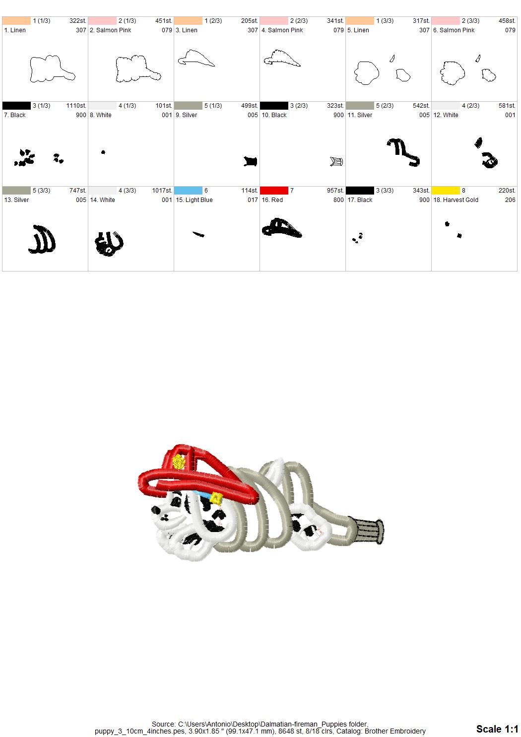 Dalmatian Fireman Puppy Set of 4