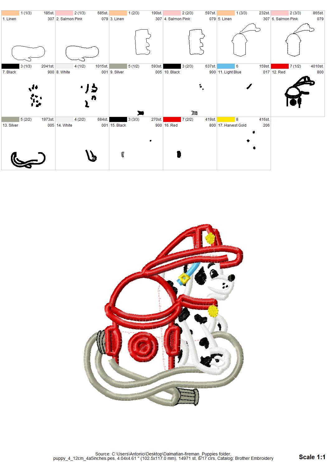 Dalmatian Fireman Puppy Set of 4