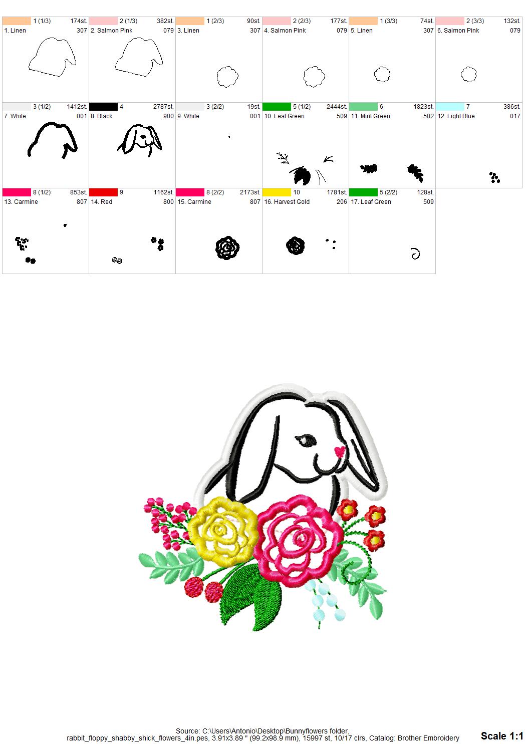 Floral Bunny Applique