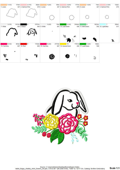 Floral Bunny Applique