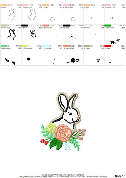 Floral Bunny Applique