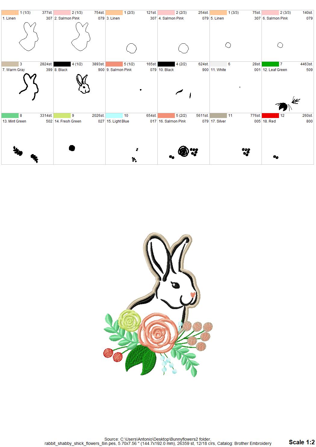 Floral Bunny Applique