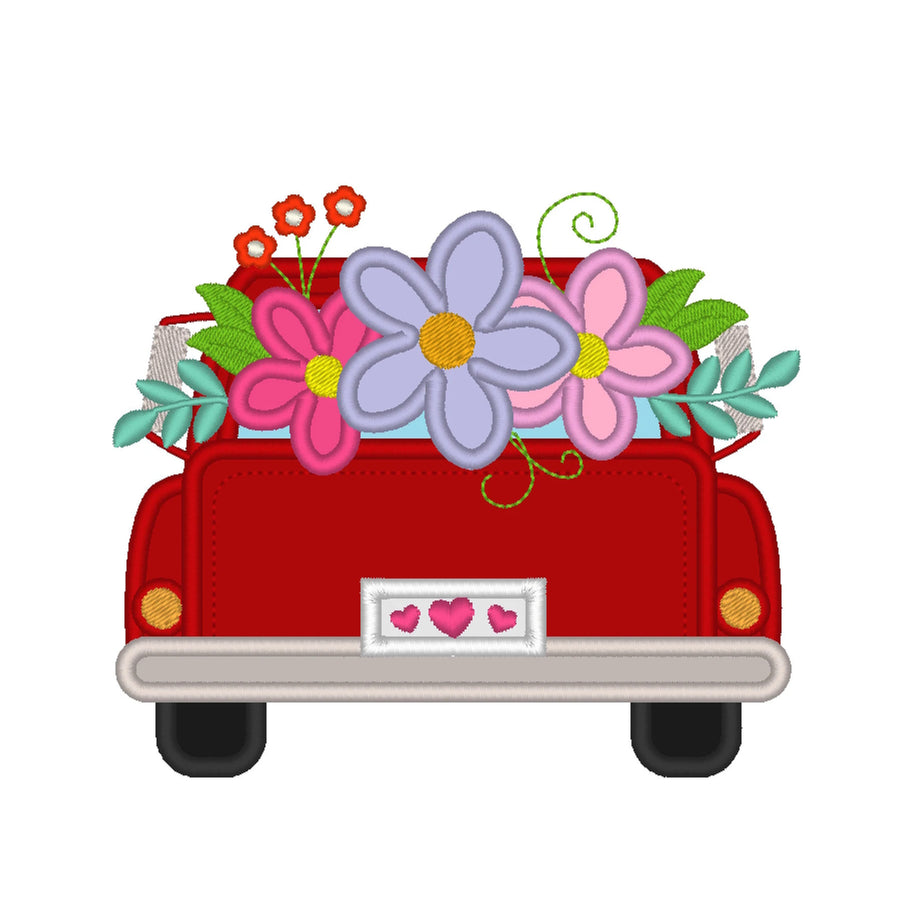 Floral Station Wagon Red Truck