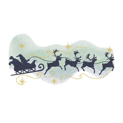 Christmas Polar Night Santa Sleigh With Deer