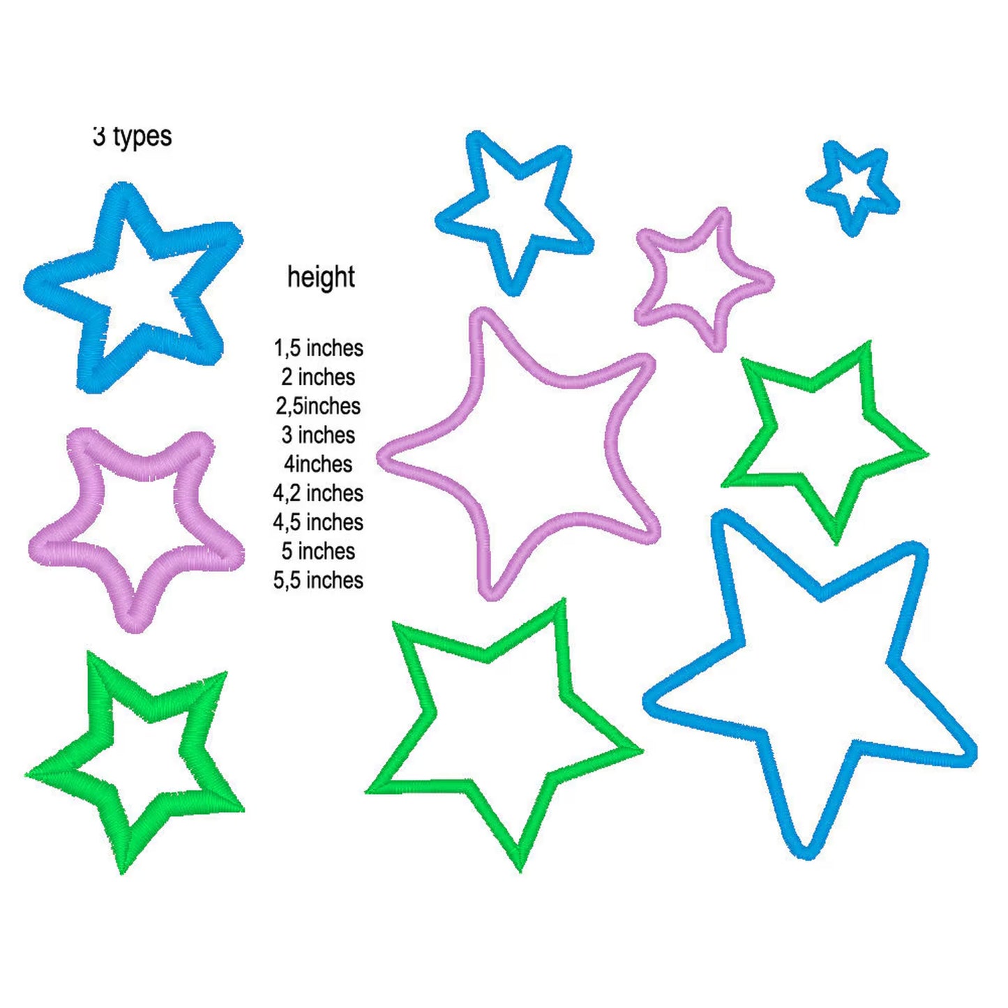 Star Applique Set of 3