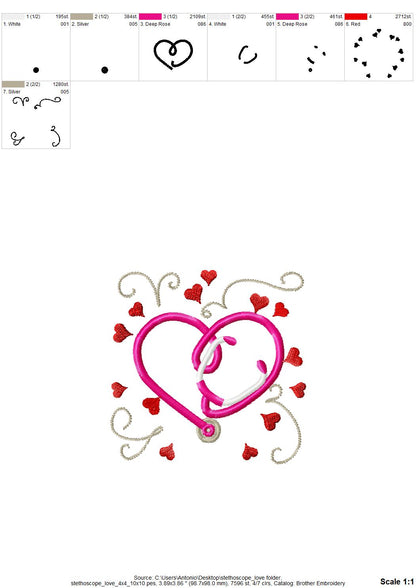 Heart Shape Stethoscope – Doctor machine embroidery design by Artapli