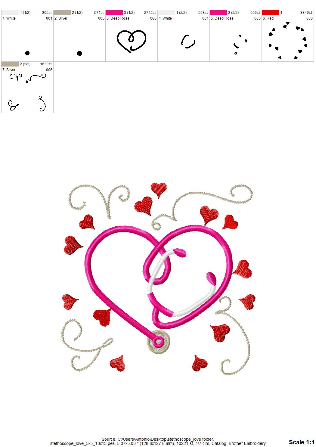 Heart Shape Stethoscope – Heart embroidery design by Artapli