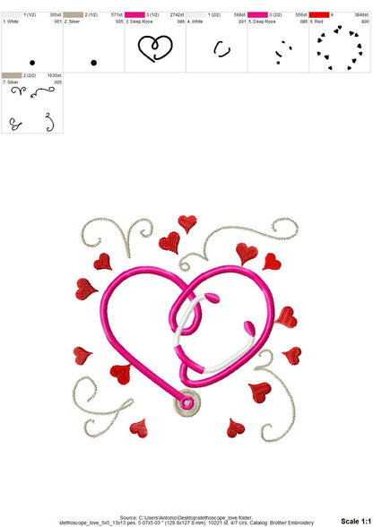 Heart Shape Stethoscope – Heart embroidery design by Artapli