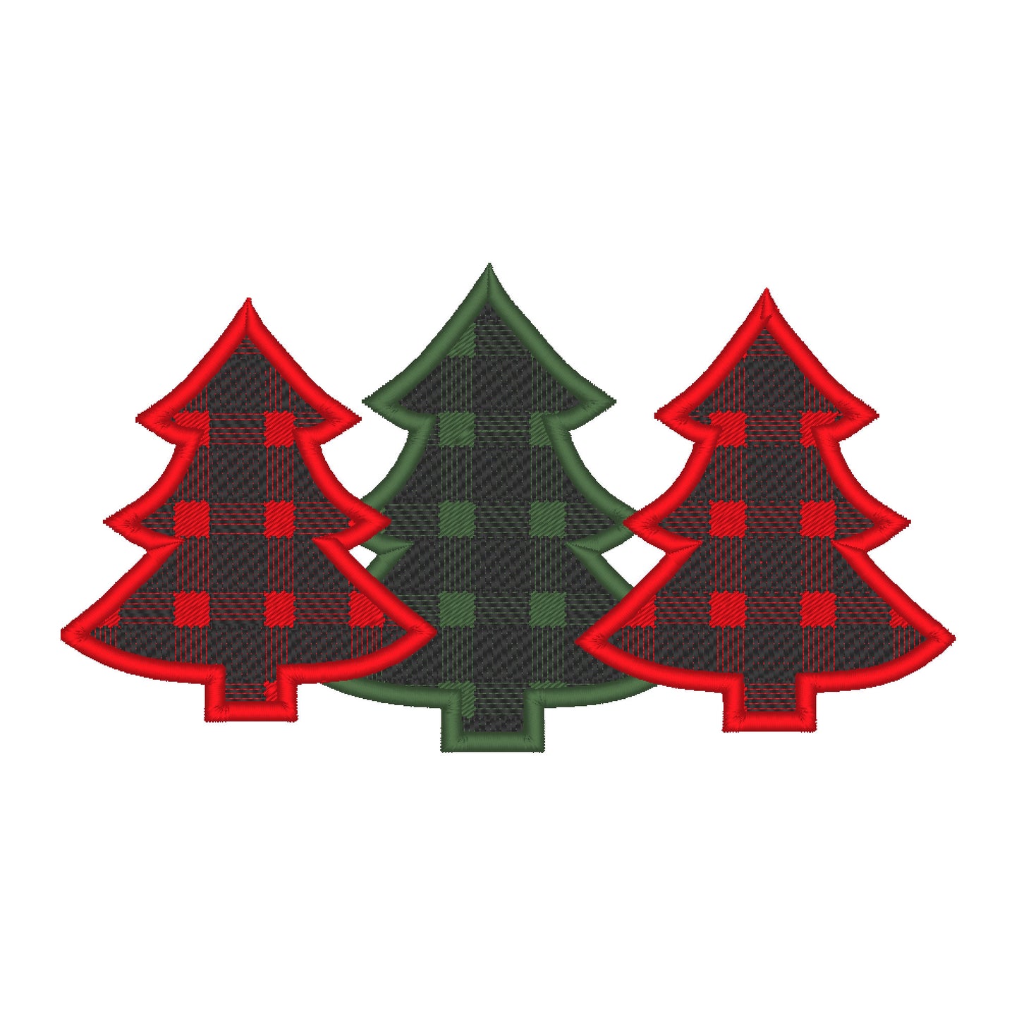 Gingham Plaid Woodland Tree Trio