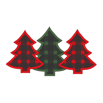 Gingham Plaid Woodland Tree Trio