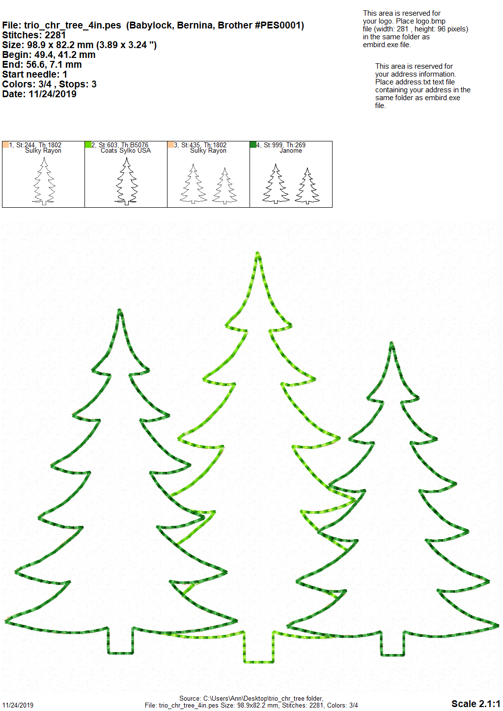 Woodland Tree Trio Applique