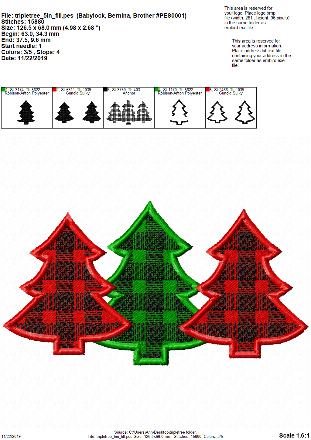 Gingham Plaid Woodland Tree Trio