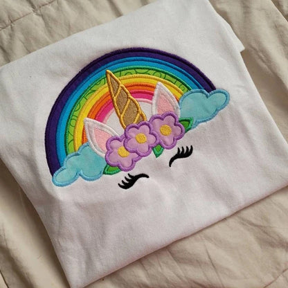 Floral Unicorn with Rainbow