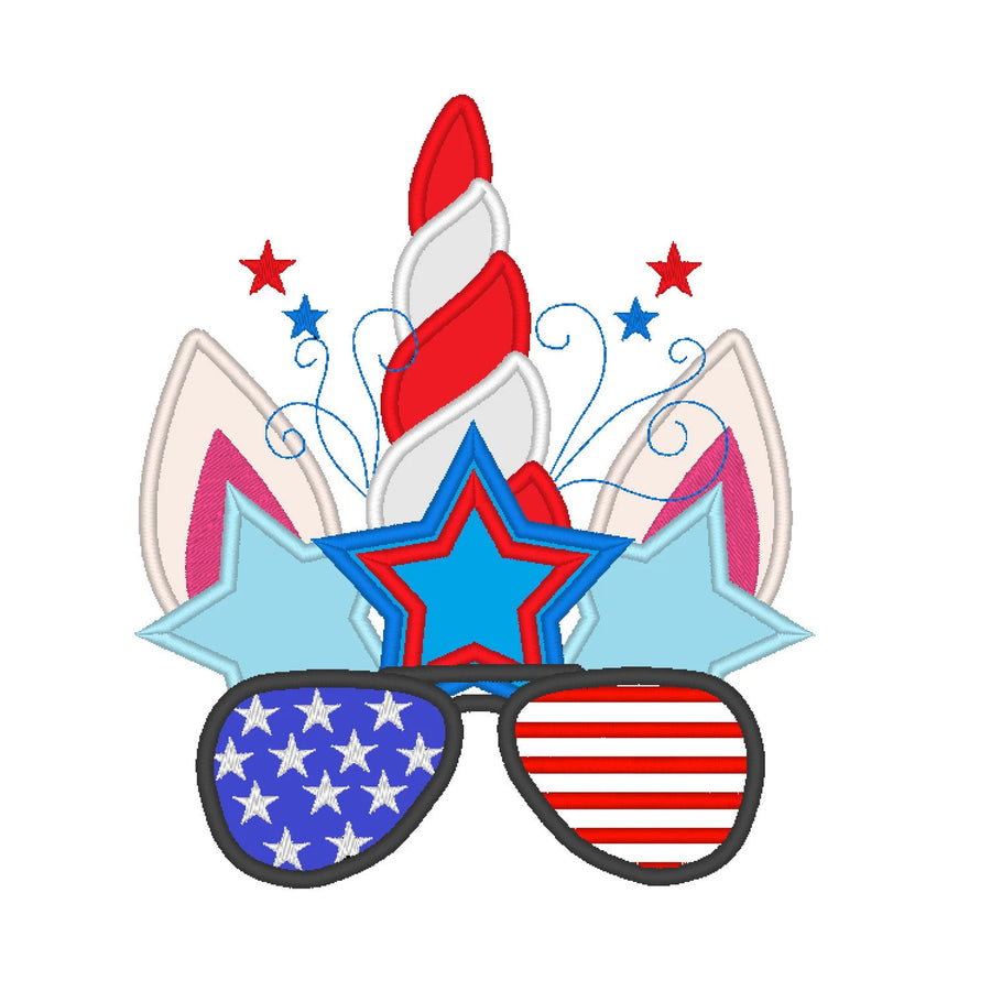 Patriotic Unicorn with Sunglasses