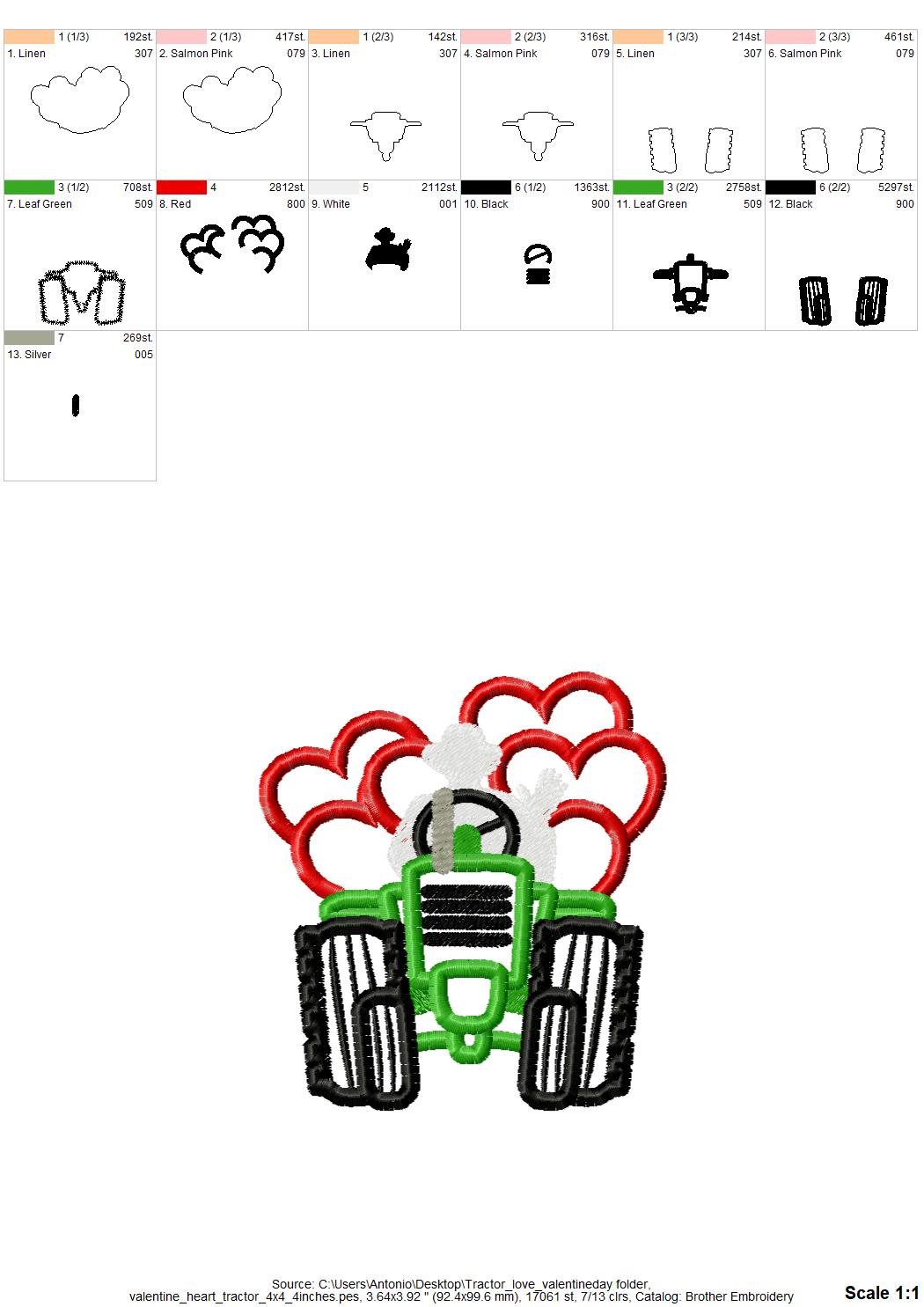 Valentine Day Tractor Bringing Hearts