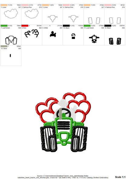 Valentine Day Tractor Bringing Hearts