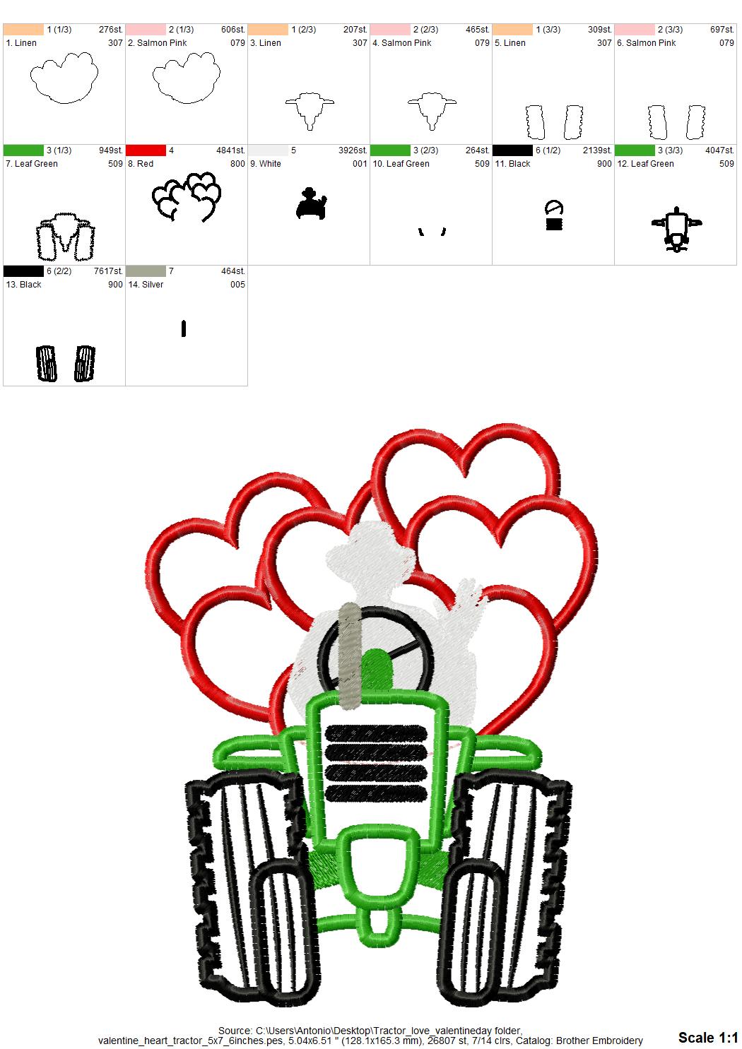 Valentine Day Tractor Bringing Hearts