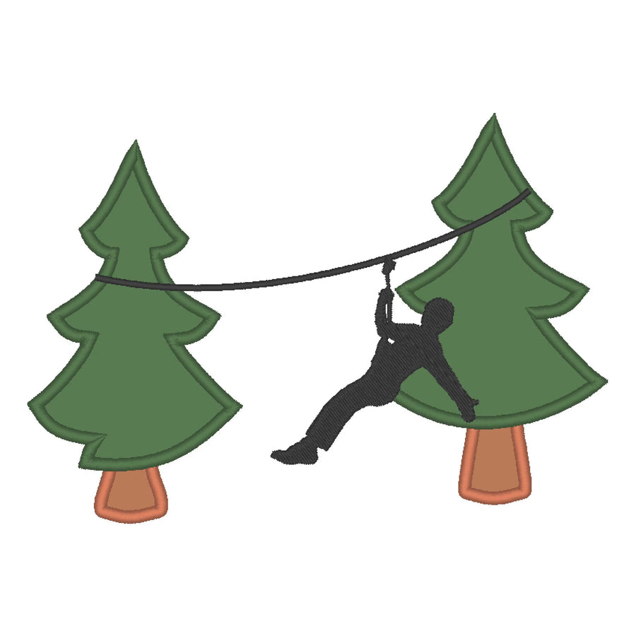 Zip-line Boy Silhouette Pine Tree